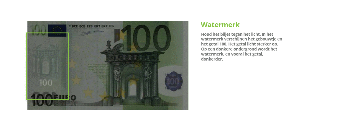 watermerk  100 euro biljet