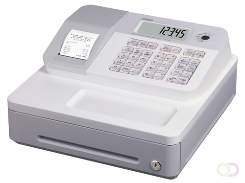 Kassa Casio SE-G1, wit, standaard geldlade (5 munten, 3 biljetten), thermische printer